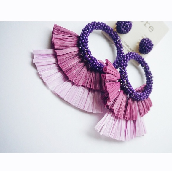NEW! Lilac Acrylic Beaded Tassel Hoop Earrings - Picture 6 of 11